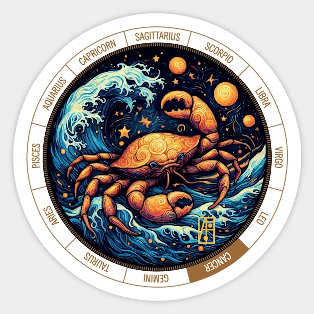 ZODIAC Cancer - Astrological CANCER - CANCER - ZODIAC sign - Van Gogh style - 13 Sticker by ArtProjectShop